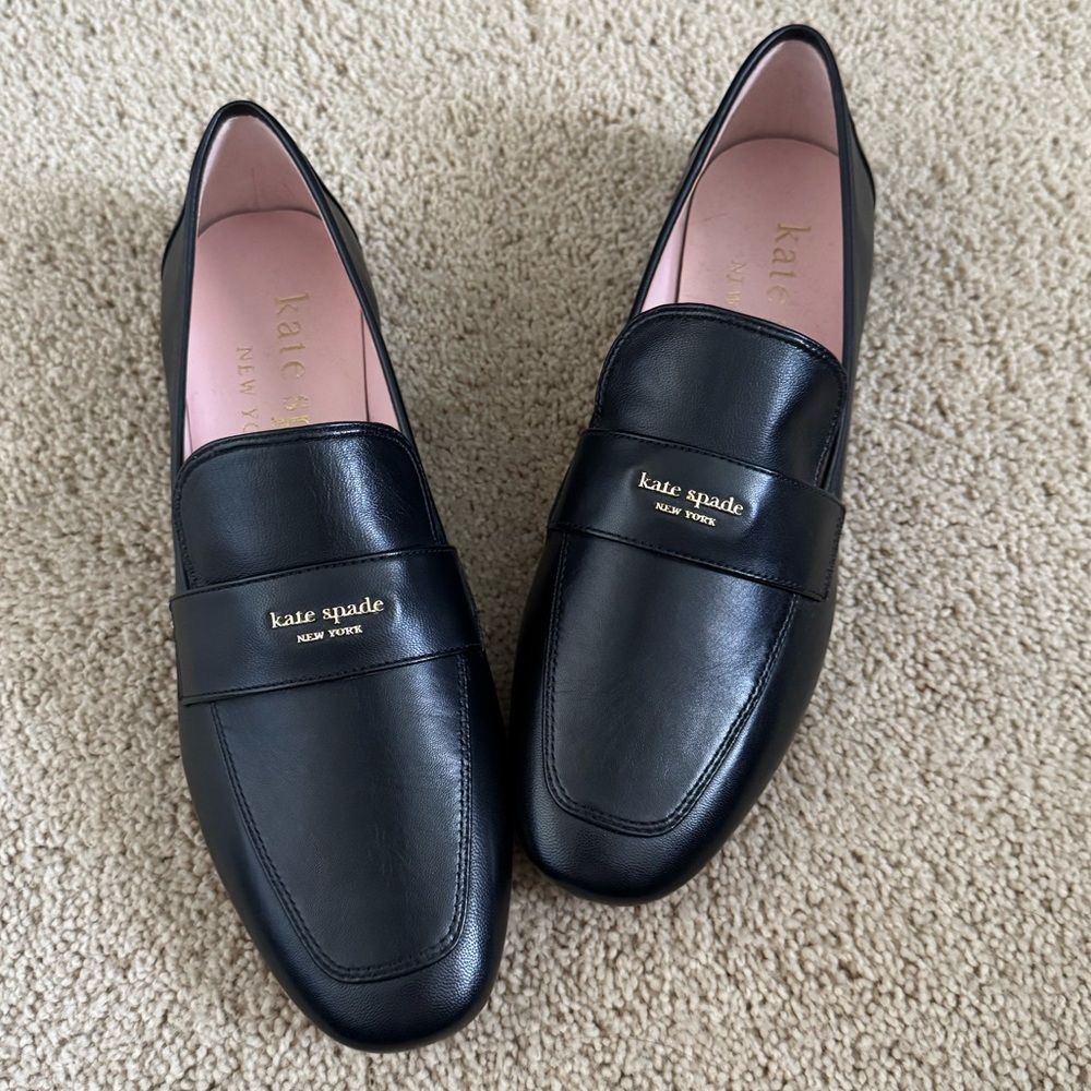 kate spade Black Loafers with Gold Logo